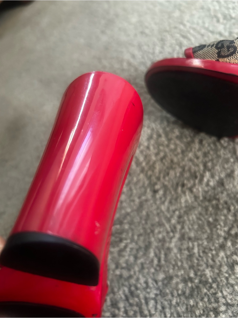 Authentic Gucci Beige Monogram Slide Heels with Red Trim - Picture 17 of 17